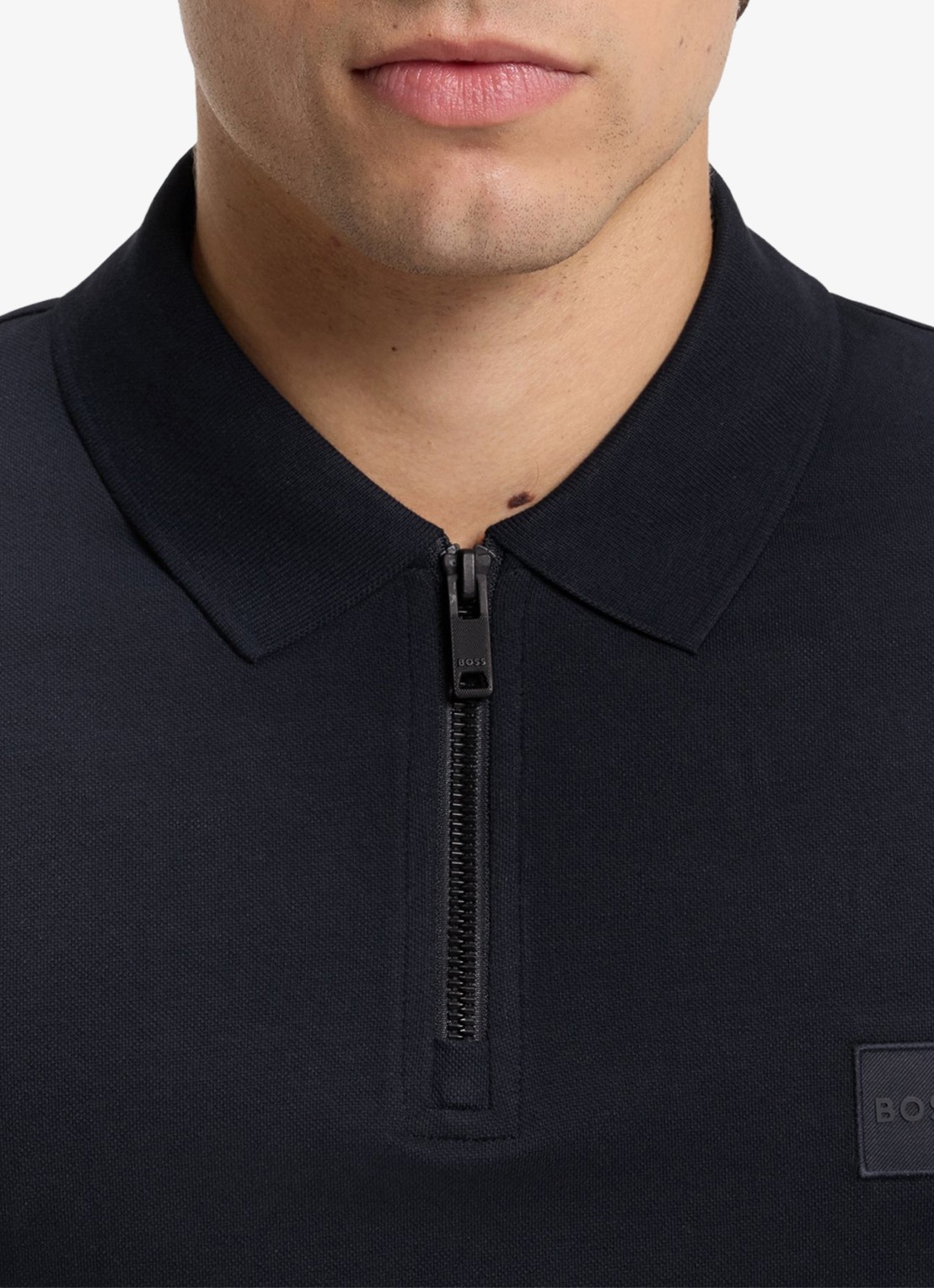 BOSS Slim-fit polo van stretchkatoen met logopatch - detail 8 dark blue-404 / blauw