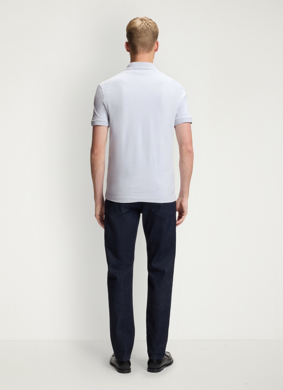 BOSS Slim-fit polo van stretchkatoen met logopatch - achterkant lichtgrijs