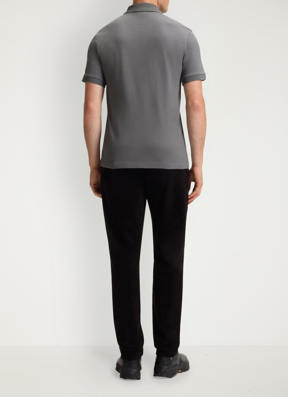 BOSS Slim-fit polo van stretchkatoen met logopatch - achterkant middengrijs