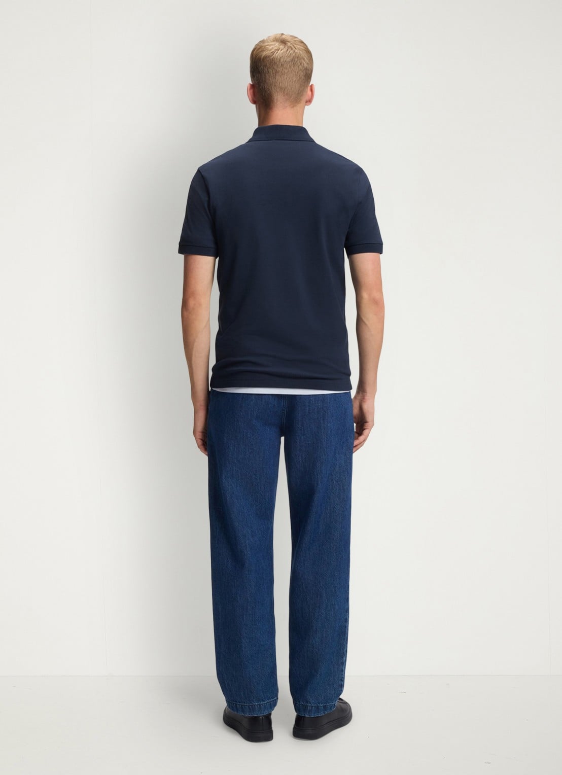 BOSS Slim-fit polo van stretchkatoen met logopatch - achterkant 3 indigo