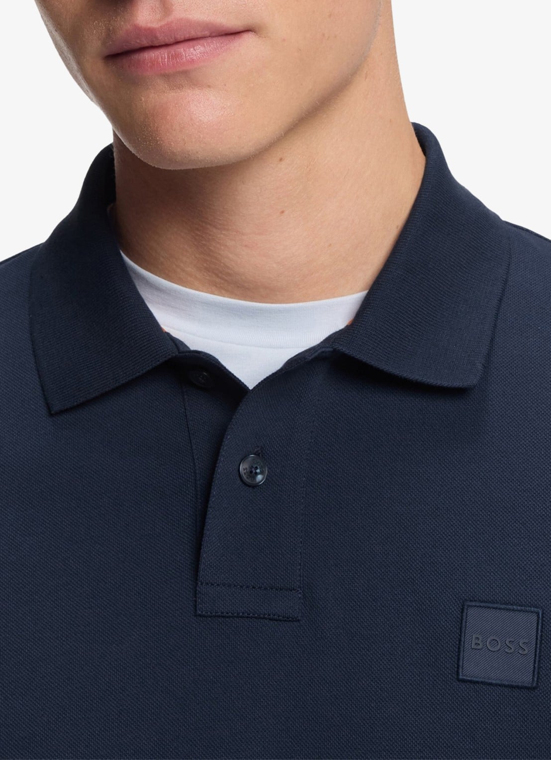 BOSS Slim-fit polo van stretchkatoen met logopatch - detail 5 indigo