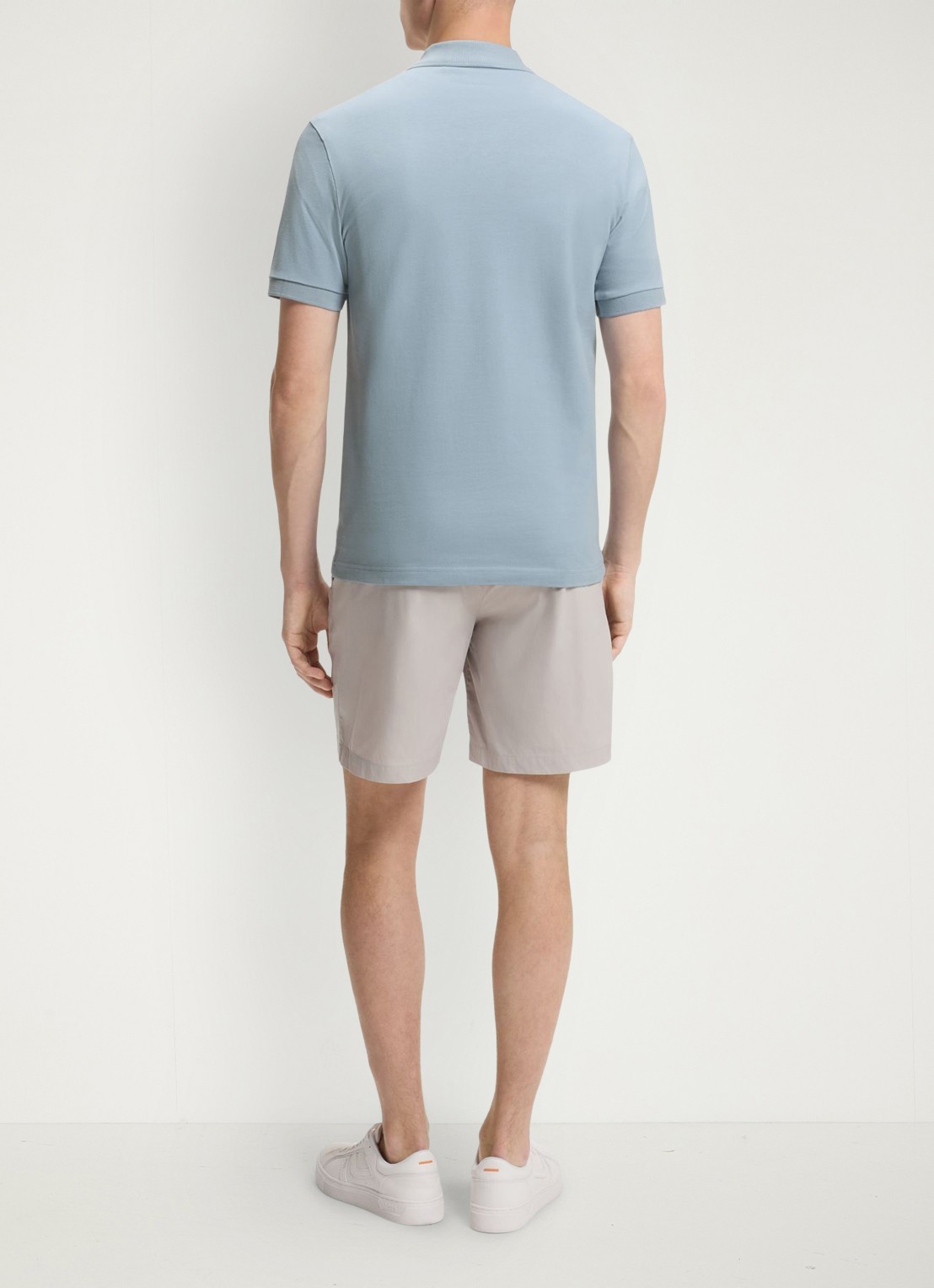 BOSS Slim-fit polo van stretchkatoen met logopatch - achterkant pastel blue