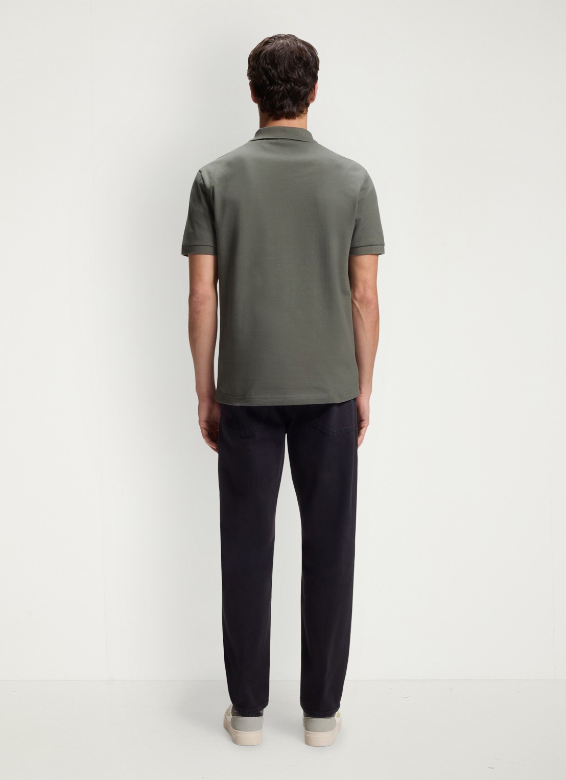 BOSS Slim-fit polo van stretchkatoen met logopatch - achterkant 3 open grey-076 / grijs