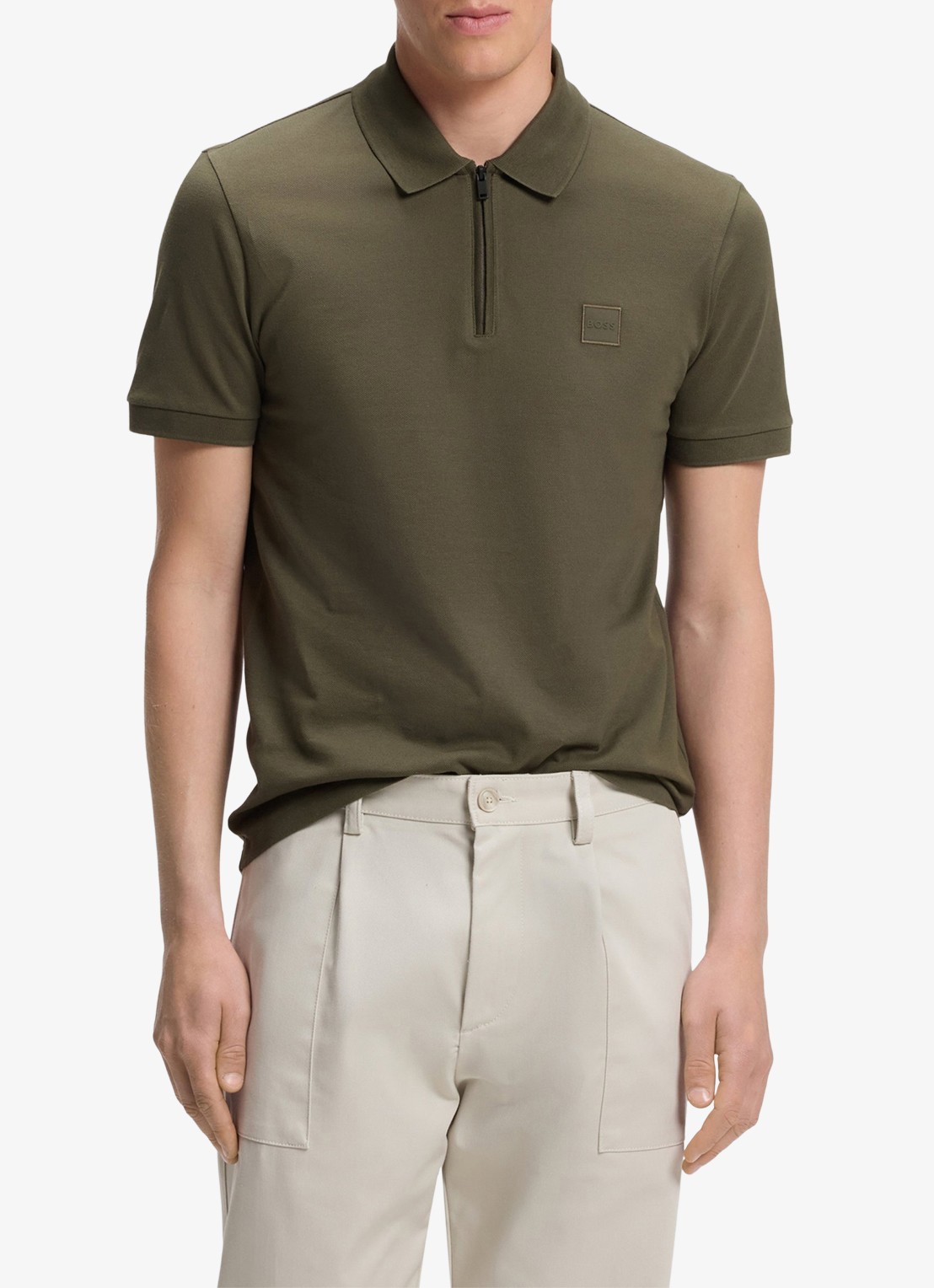 BOSS Slim-fit polo van stretchkatoen met logopatch - detail 4 bright green-325 / groen