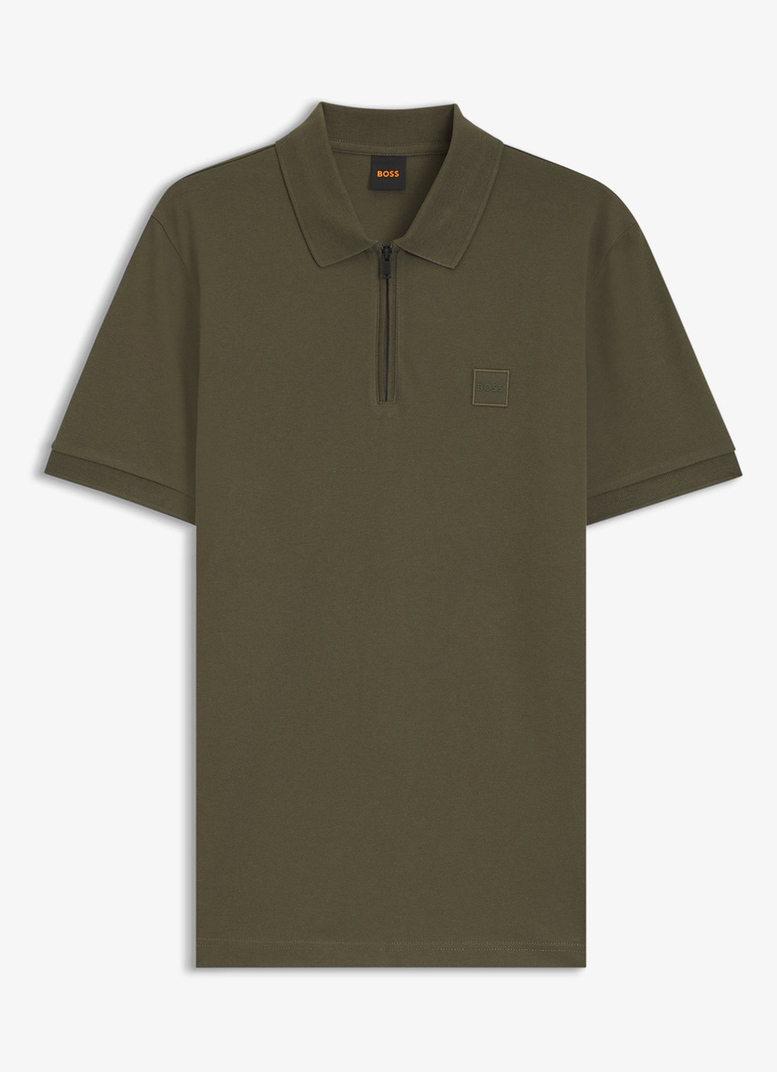 BOSS Slim-fit polo van stretchkatoen met logopatch - voorkant 2 bright green-325 / groen