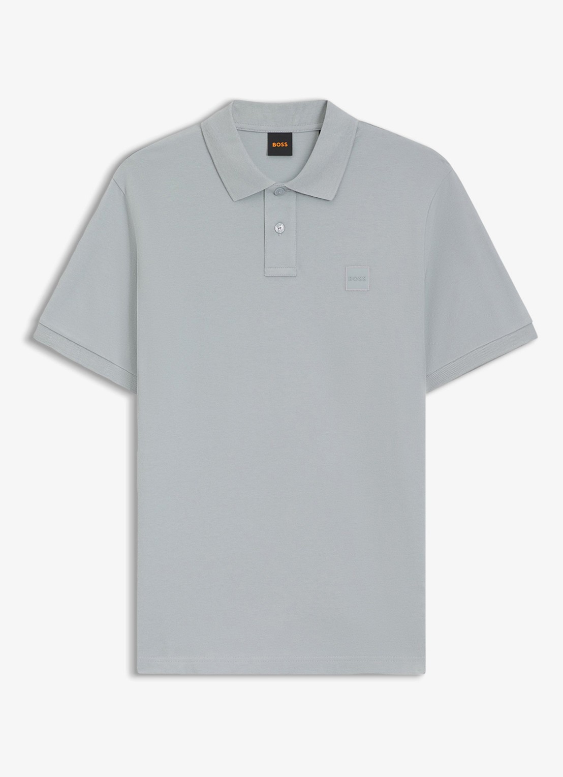 BOSS Slim-fit polo van stretchkatoen met logopatch - voorkant open grey-084 / grijs