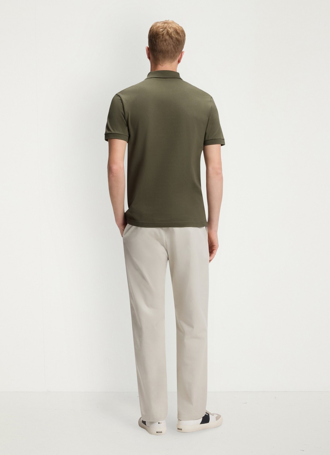 BOSS Slim-fit polo van stretchkatoen met logopatch - achterkant 3 bright green-325 / groen