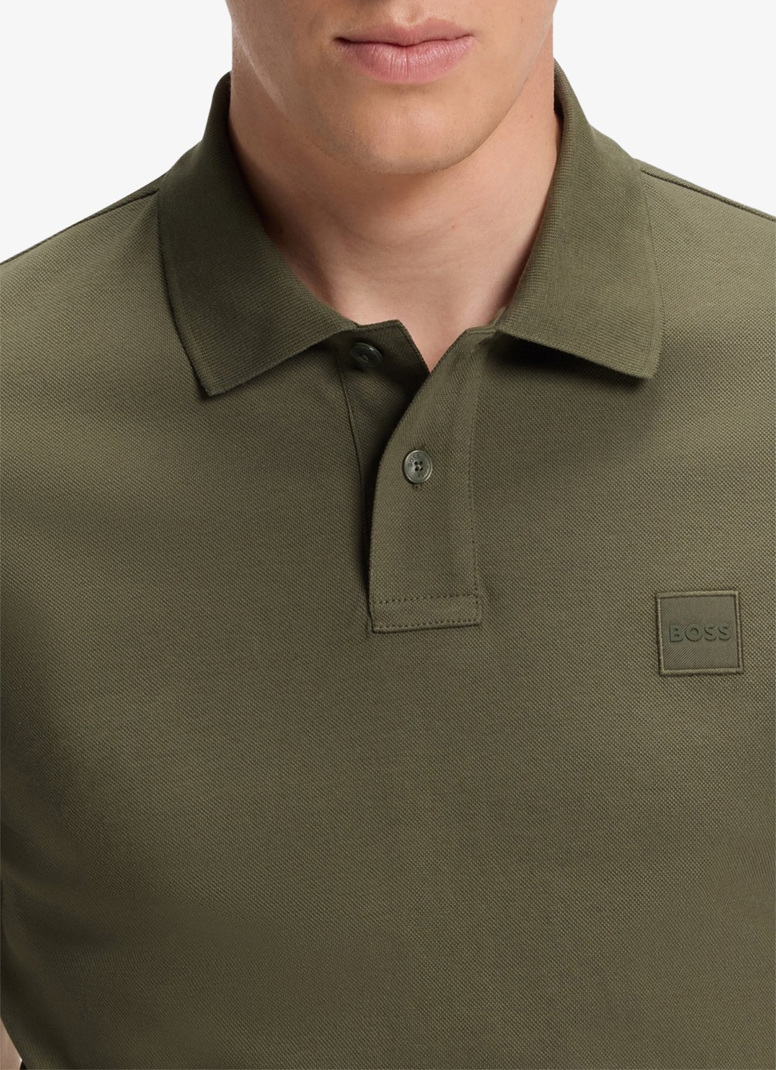 BOSS Slim-fit polo van stretchkatoen met logopatch - detail 2 bright green-325 / groen