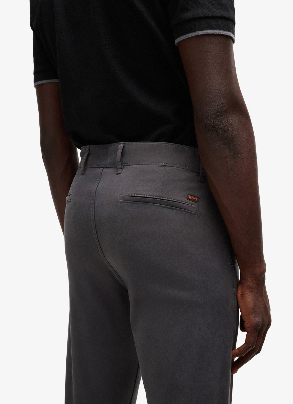 BOSS Slim-fit satijnen chino van stretchkatoen - detail 7 grey-020 / grijs