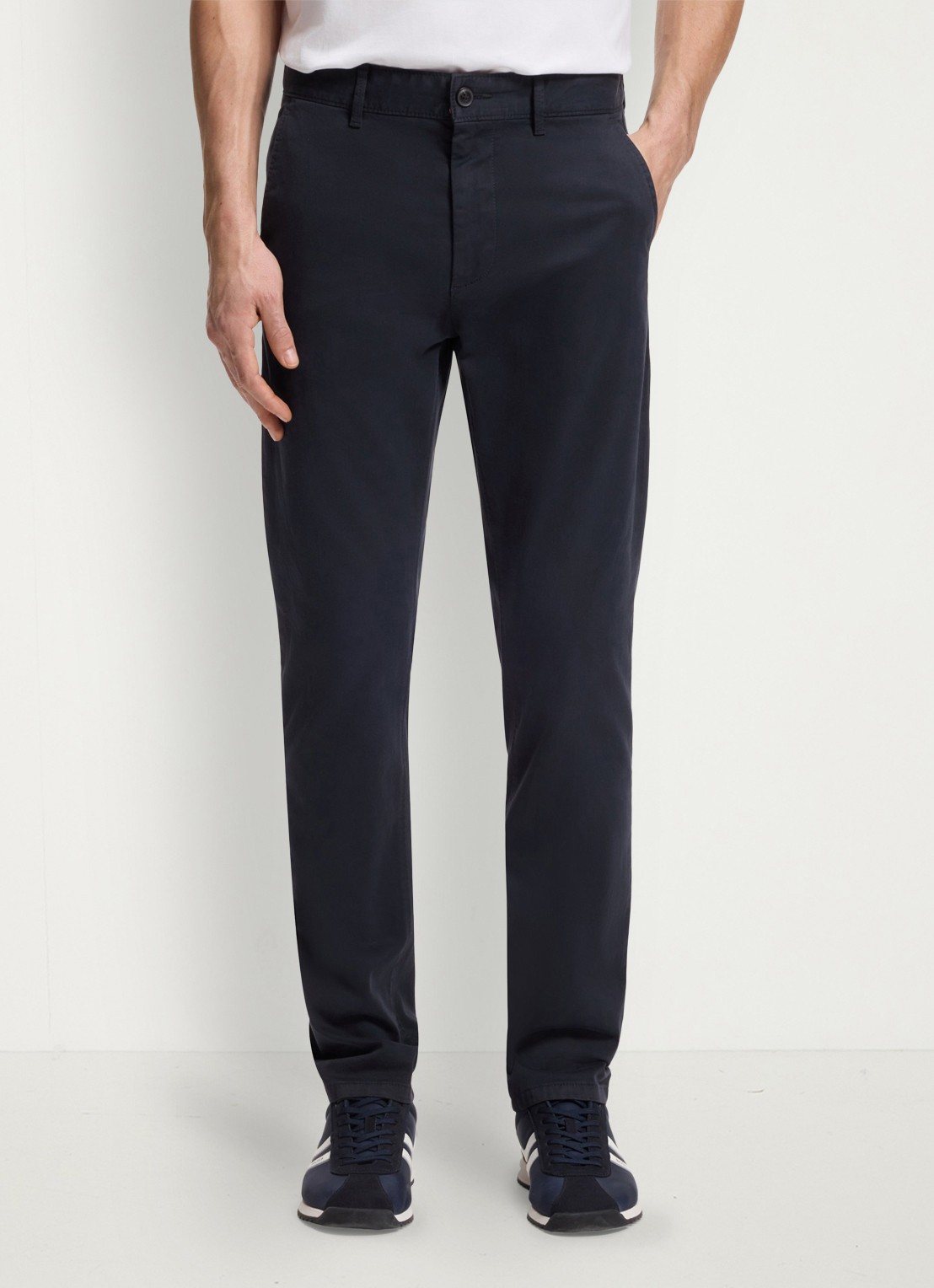 BOSS Slim-fit satijnen chino van stretchkatoen - detail 4 dark blue-404 / blauw