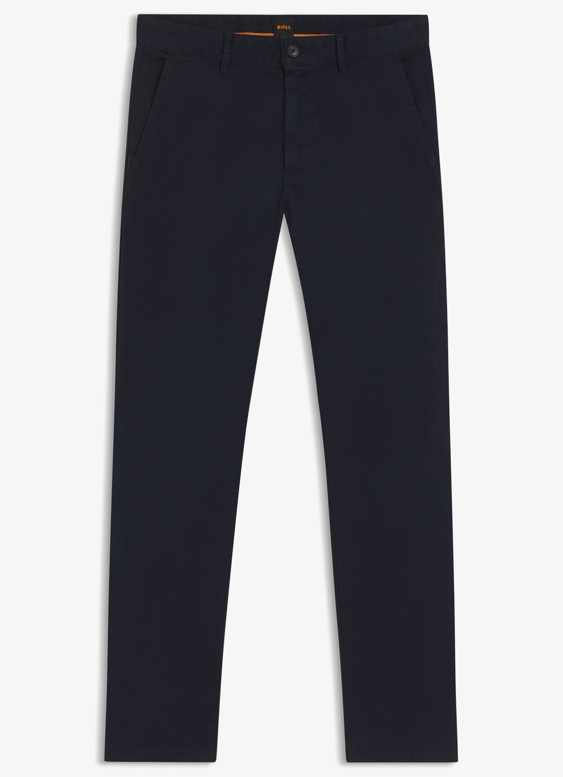 BOSS Slim-fit satijnen chino van stretchkatoen - voorkant 2 dark blue-404 / blauw