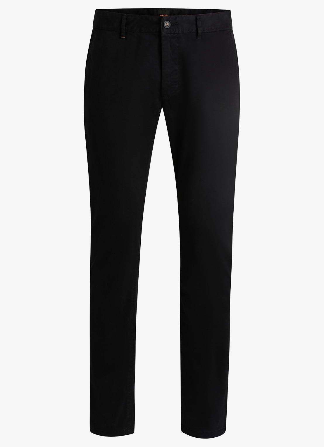 BOSS Slim-fit satijnen chino van stretchkatoen - voorkant 5 black-001 / zwart