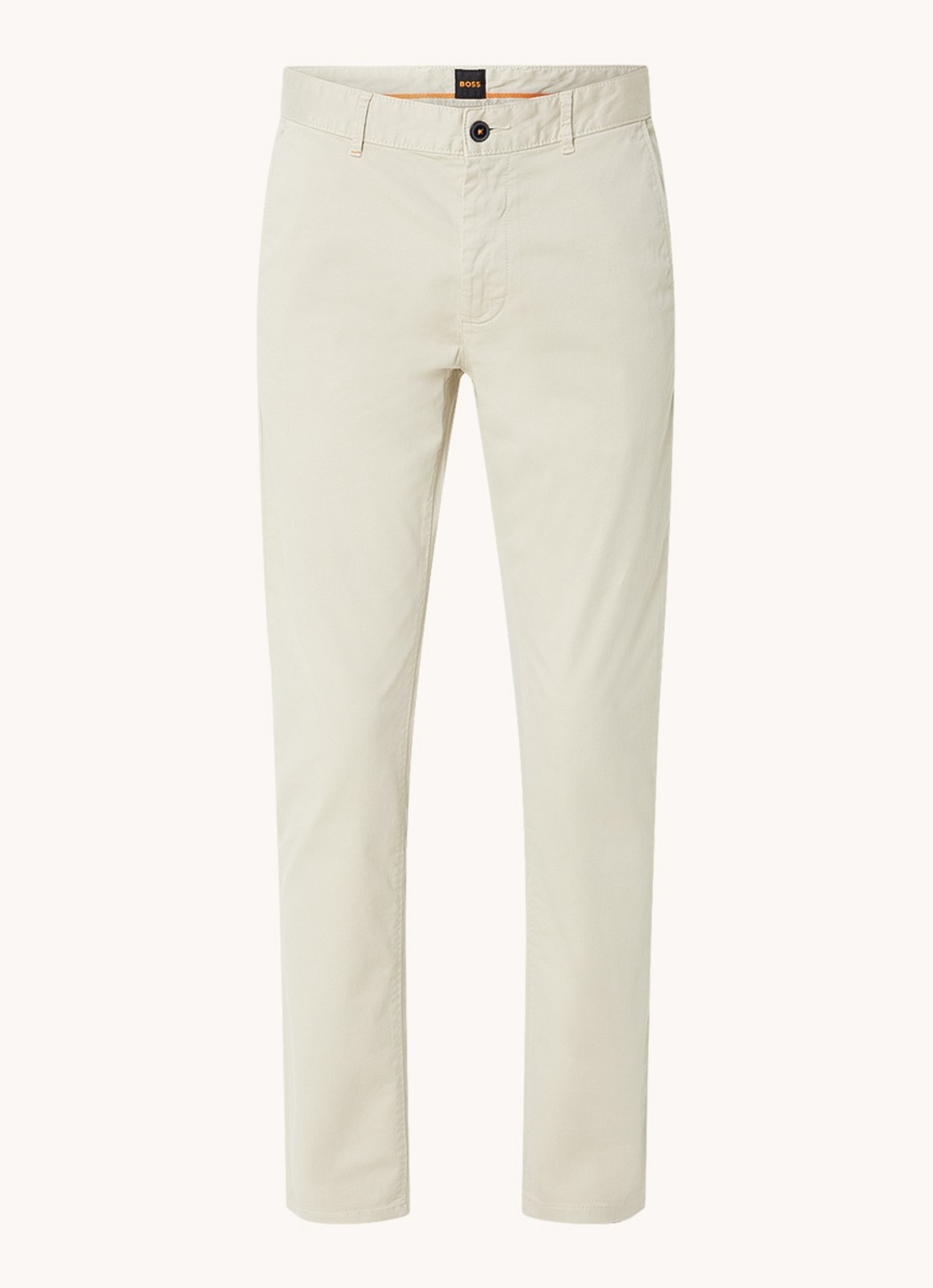 BOSS Slim-fit satijnen chino van stretchkatoen - voorkant light beige-271 / beige