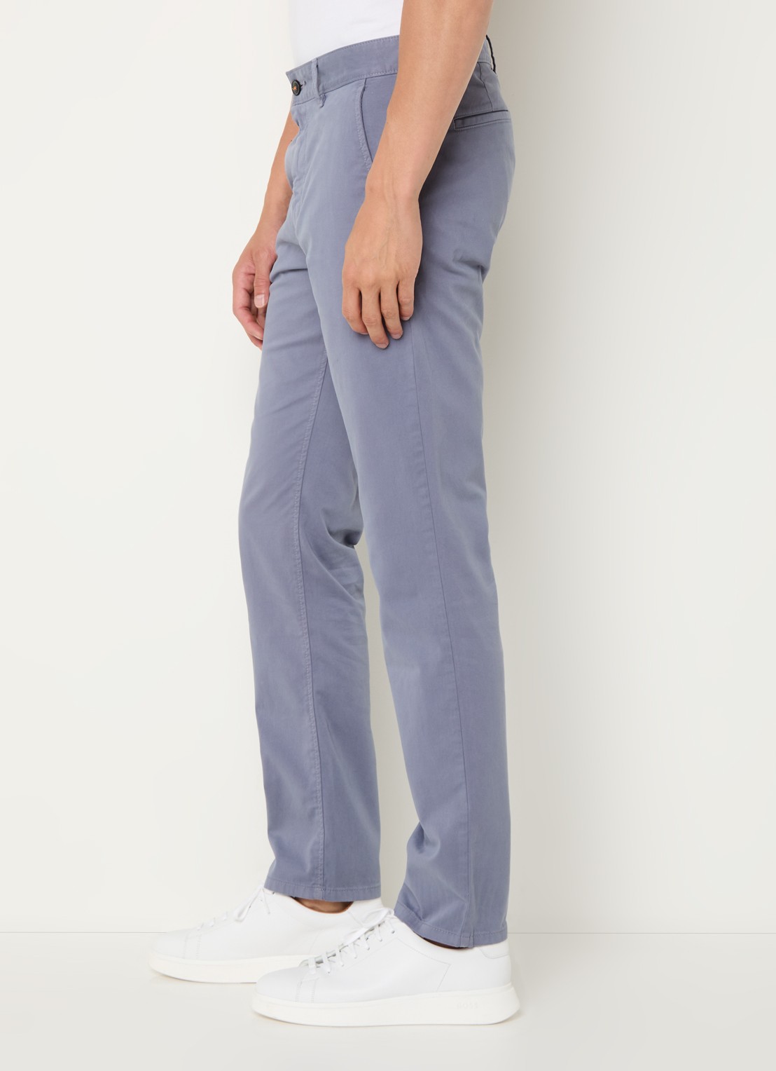 BOSS Slim-fit satijnen chino van stretchkatoen - detail 5 navy-415 / blauw
