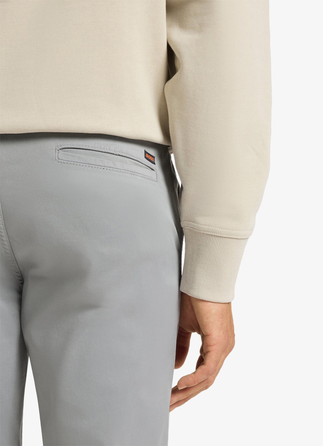 BOSS Slim-fit satijnen chino van stretchkatoen - detail 5 silver-041 / grijs