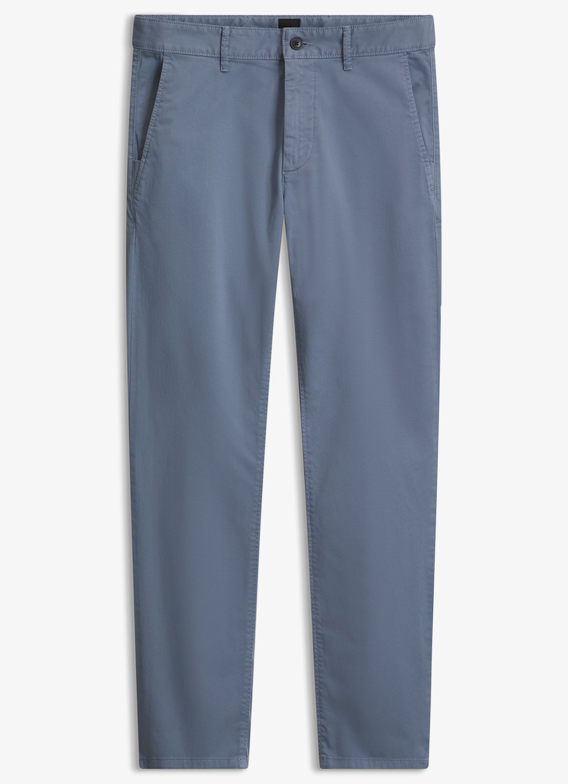 BOSS Slim-fit satijnen chino van stretchkatoen - voorkant 5 medium blue-424 / blauw