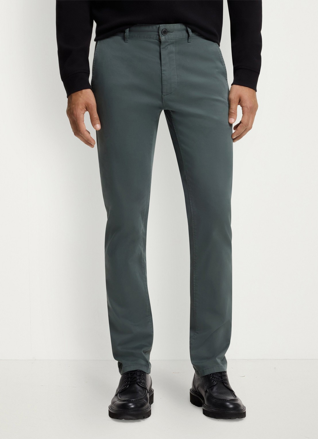 BOSS Slim-fit satijnen chino van stretchkatoen - detail 4 open green-377 / groen