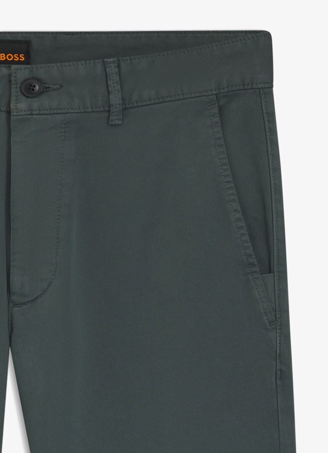 BOSS Slim-fit satijnen chino van stretchkatoen - detail 6 open green-377 / groen