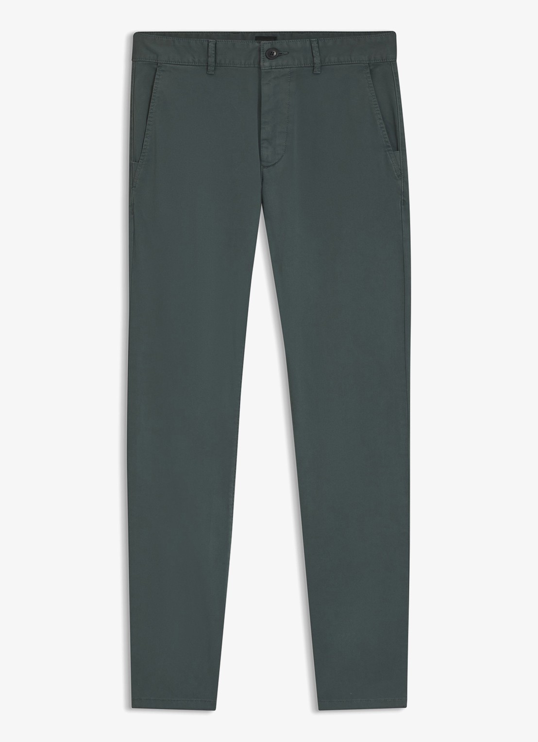 BOSS Slim-fit satijnen chino van stretchkatoen - voorkant 2 open green-377 / groen