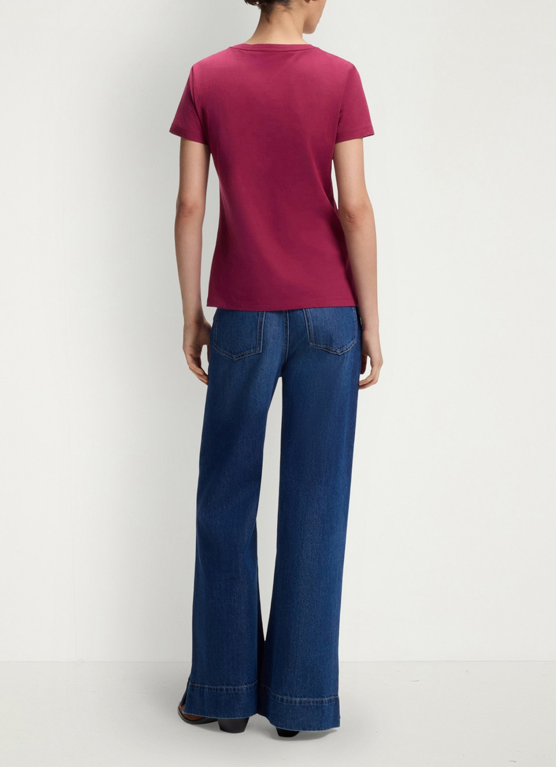 BOSS Slim-fit T-shirt van katoen met logostiksel - achterkant rood