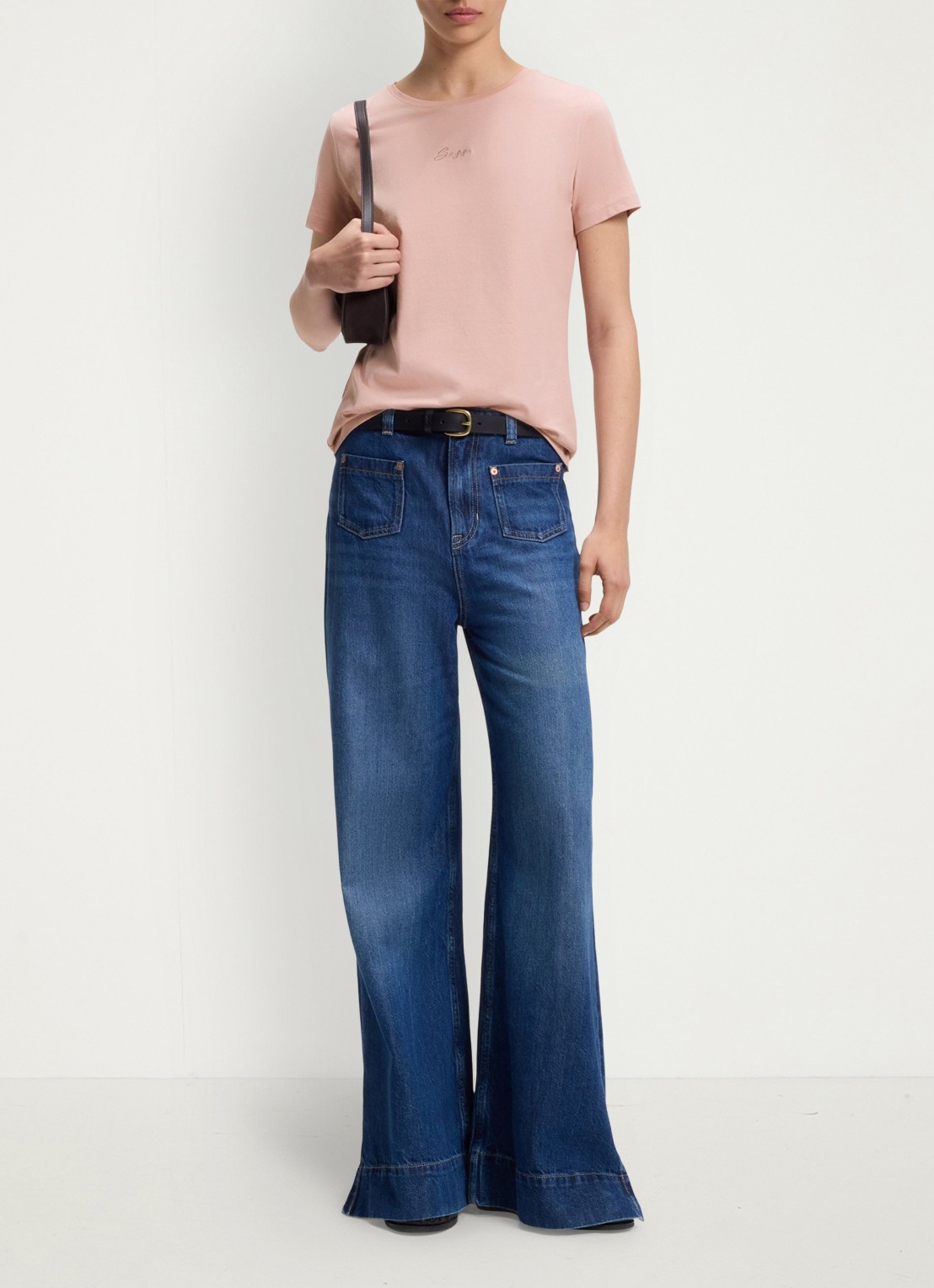 BOSS Slim-fit T-shirt van katoen met logostiksel - voorkant 3 roze