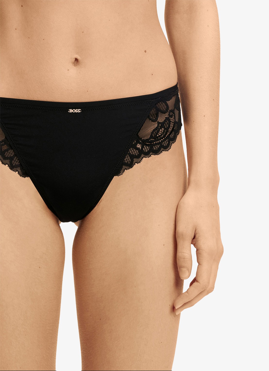 BOSS Slip met kant - detail 5 black-001 / zwart