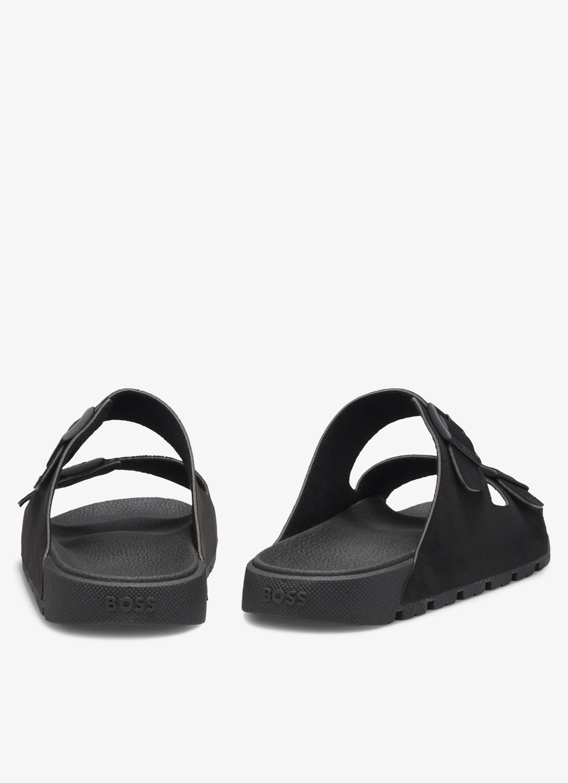 BOSS Slipper met logo en gespdetail - achterkant 9 black-001 / zwart