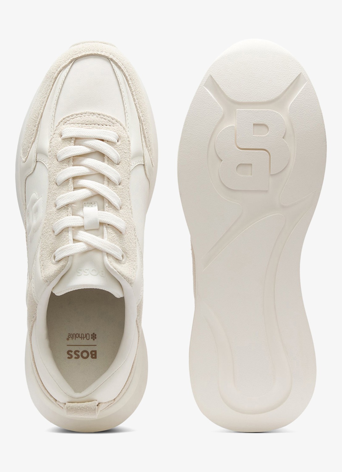 BOSS Sneaker met details van suède en logo - achterkant 2 gebroken wit