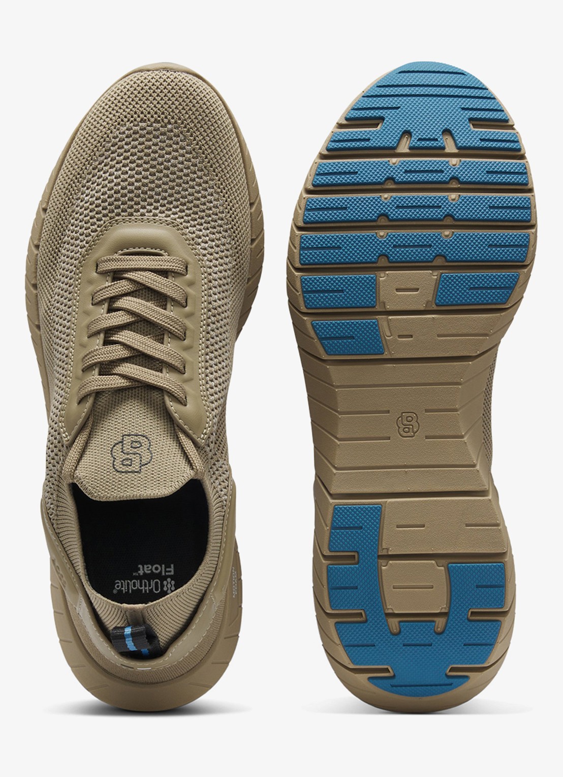 BOSS Sneaker met gebreid bovenwerk en logo - detail beige