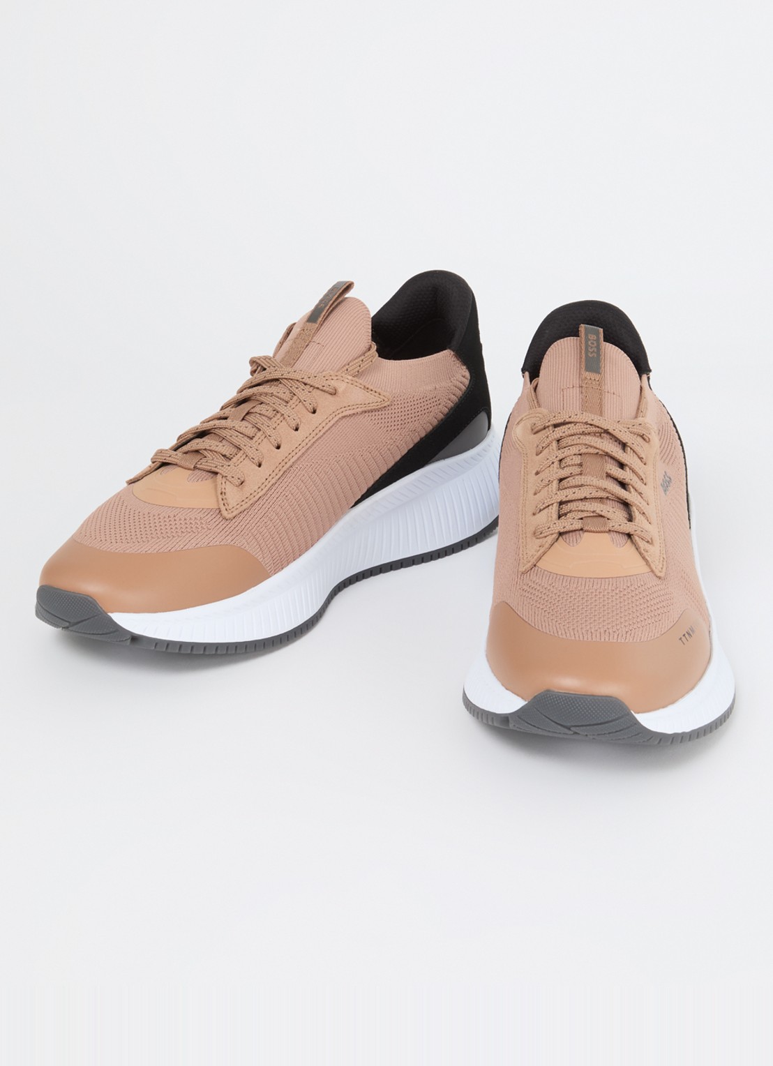 BOSS Sneaker met gebreid bovenwerk en suède details - detail 2 camel