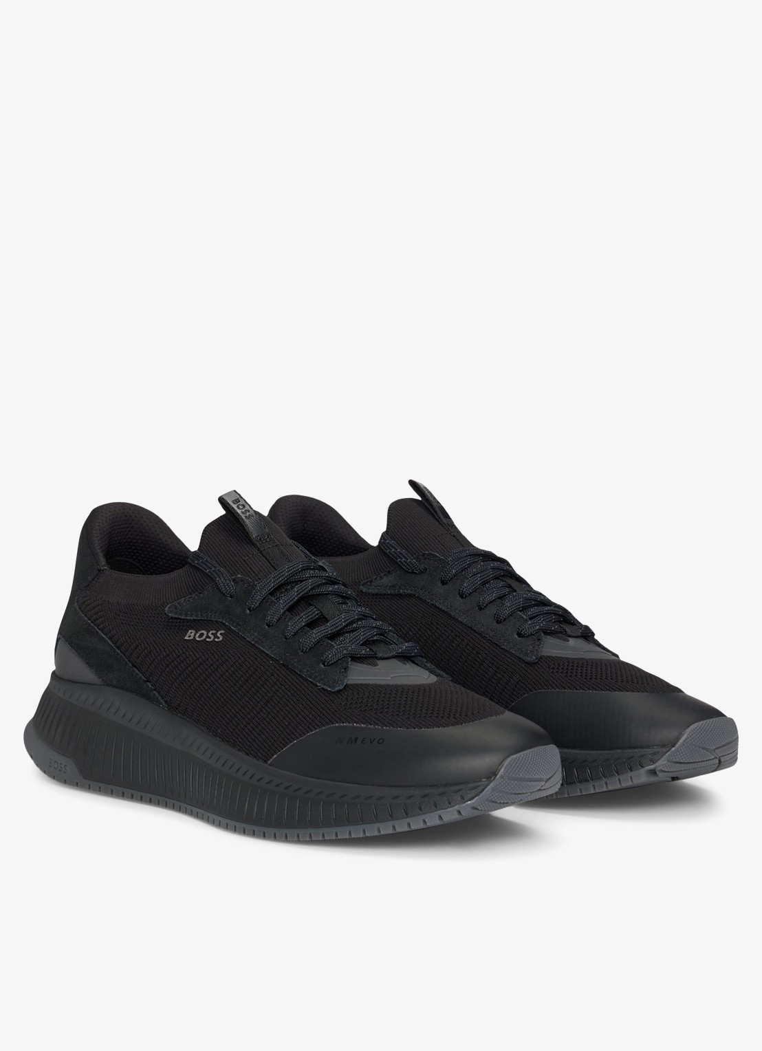 BOSS Sneaker met gebreid bovenwerk en suède details - detail 3 zwart