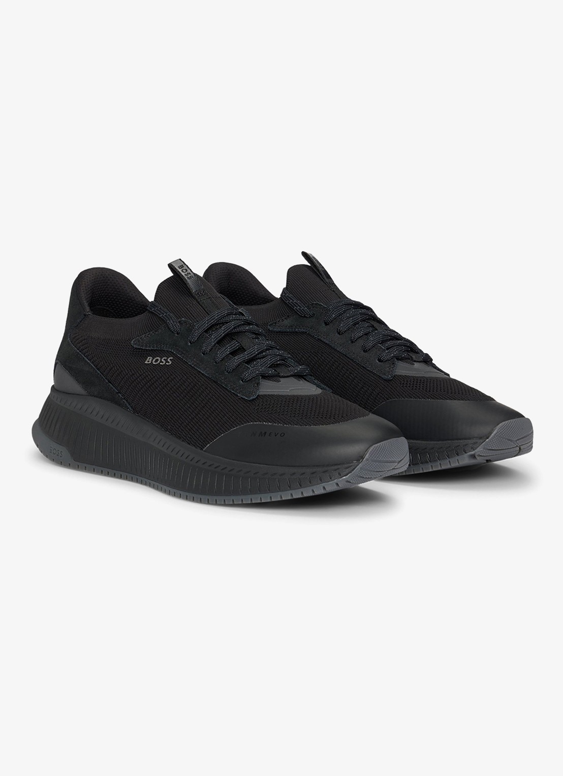 BOSS Sneaker met gebreid bovenwerk en suède details - detail zwart