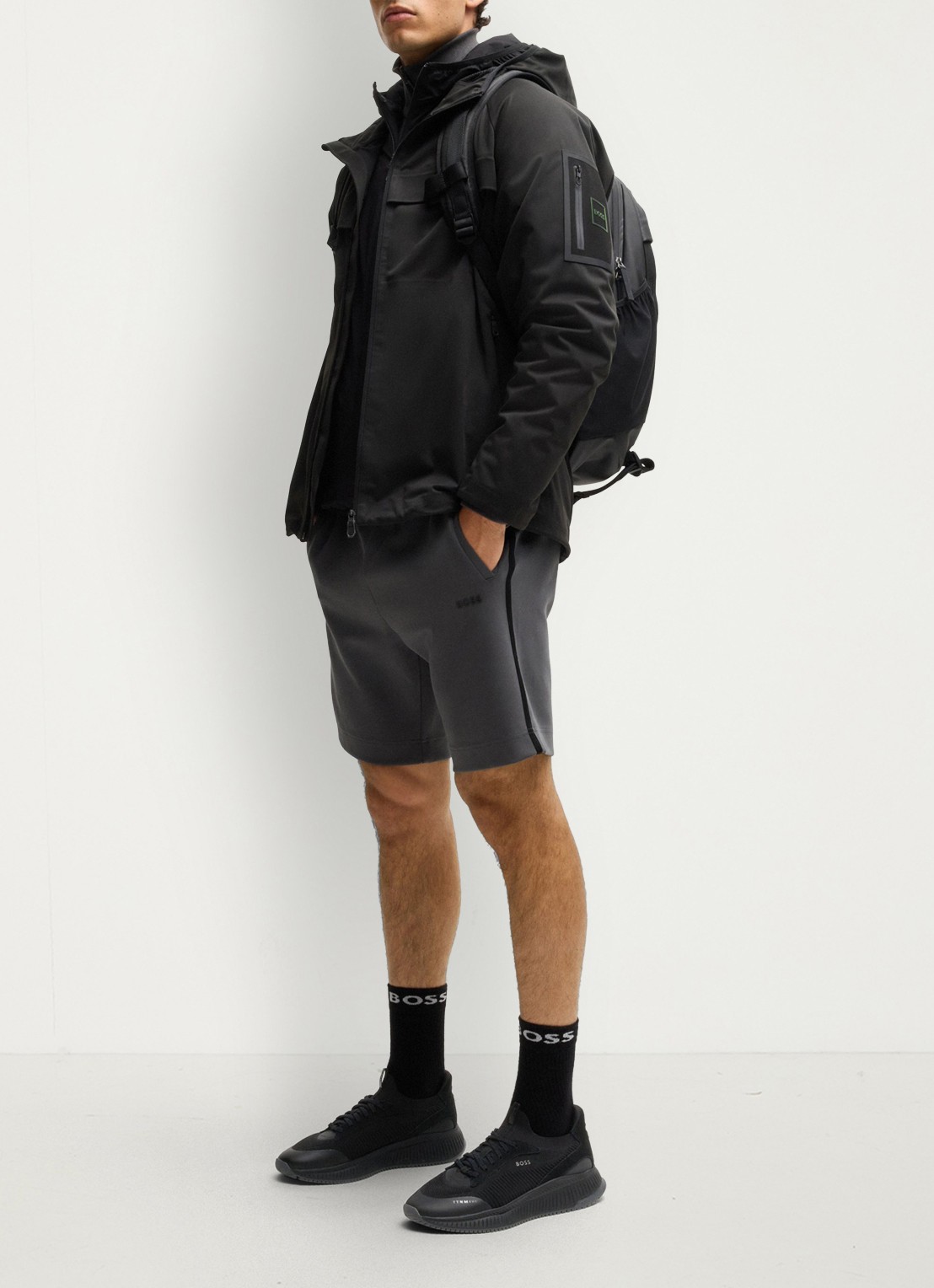 BOSS Sneaker met gebreid bovenwerk en suède details - voorkant 5 zwart