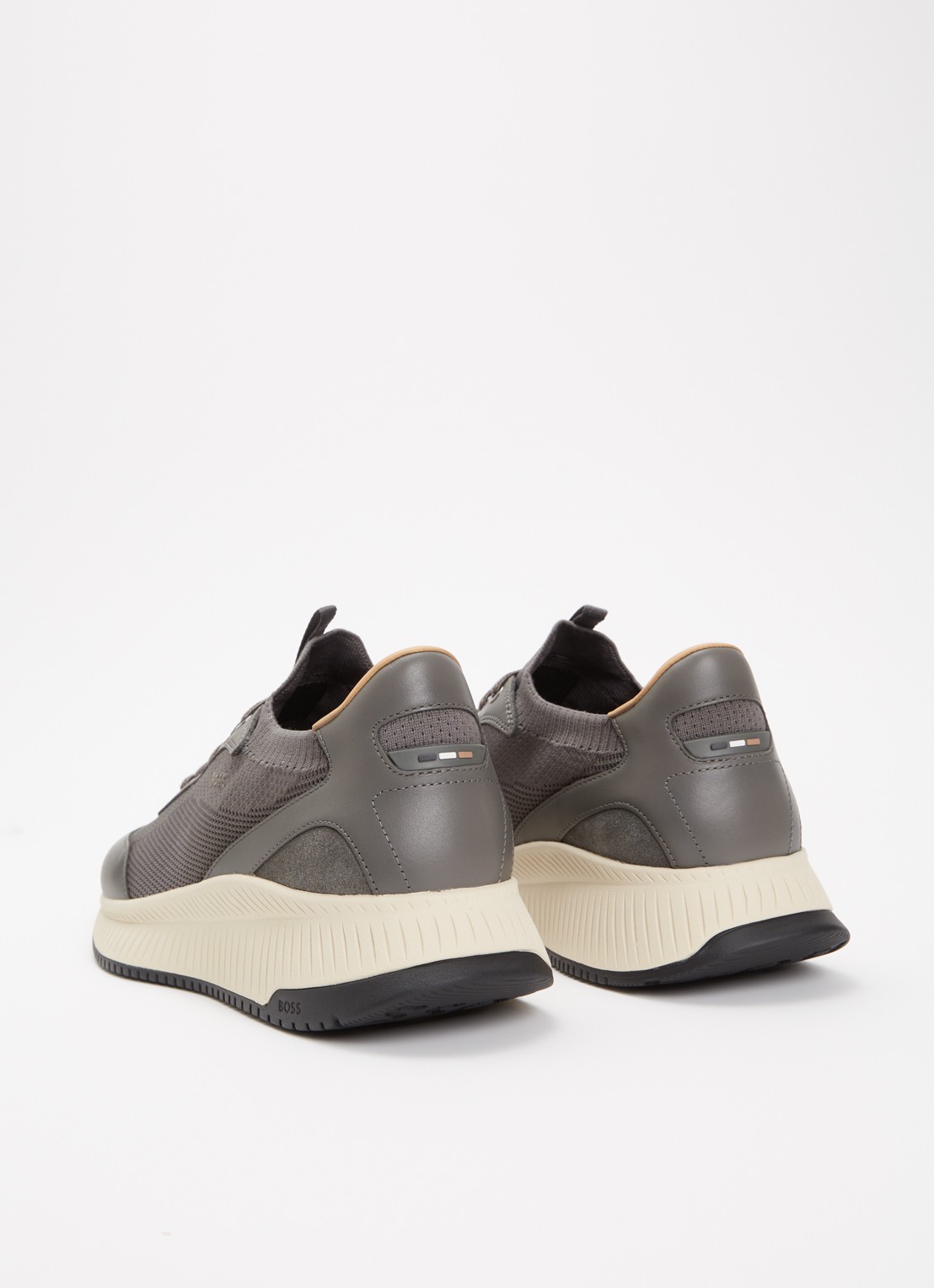 BOSS Sneaker met gebreid bovenwerk - achterkant grijs