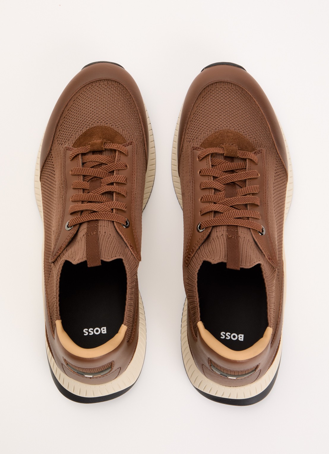 BOSS Sneaker met gebreid bovenwerk - detail 4 bruin