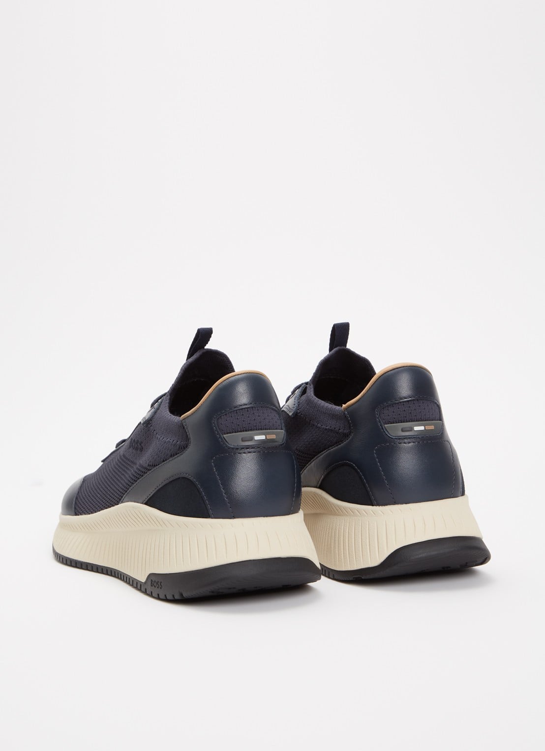 BOSS Sneaker met gebreid bovenwerk - achterkant donkerblauw