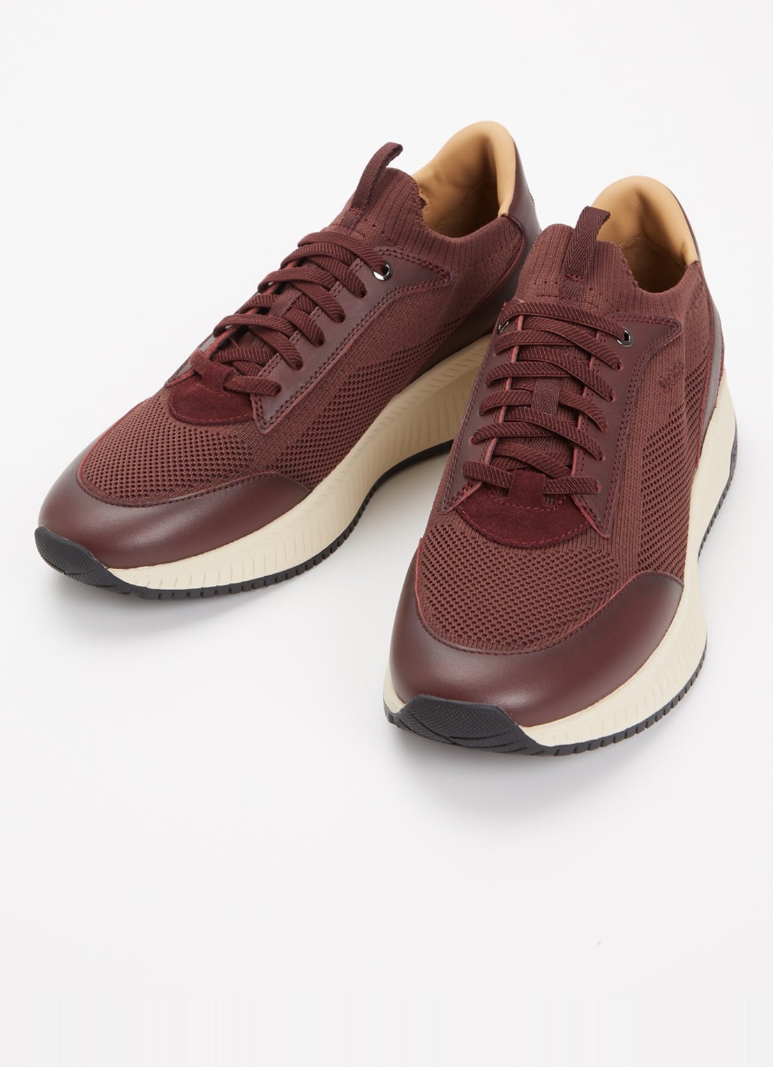 BOSS Sneaker met gebreid bovenwerk - detail donkerrood