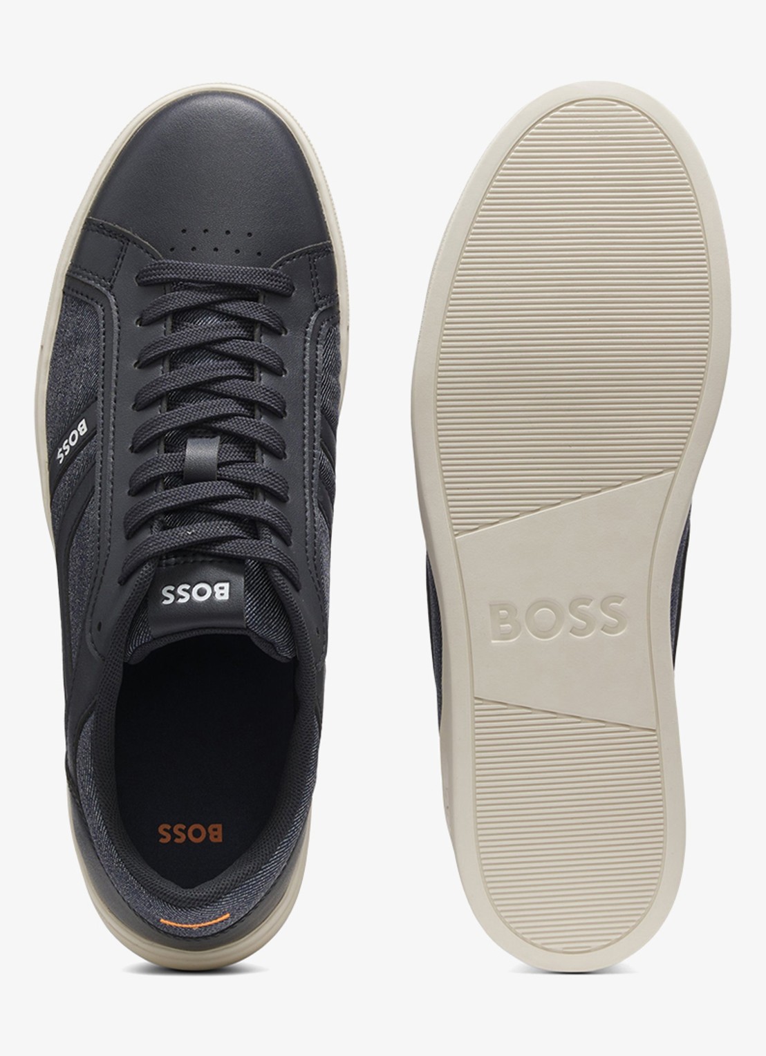 BOSS Sneaker met logo - achterkant 3 donkerblauw
