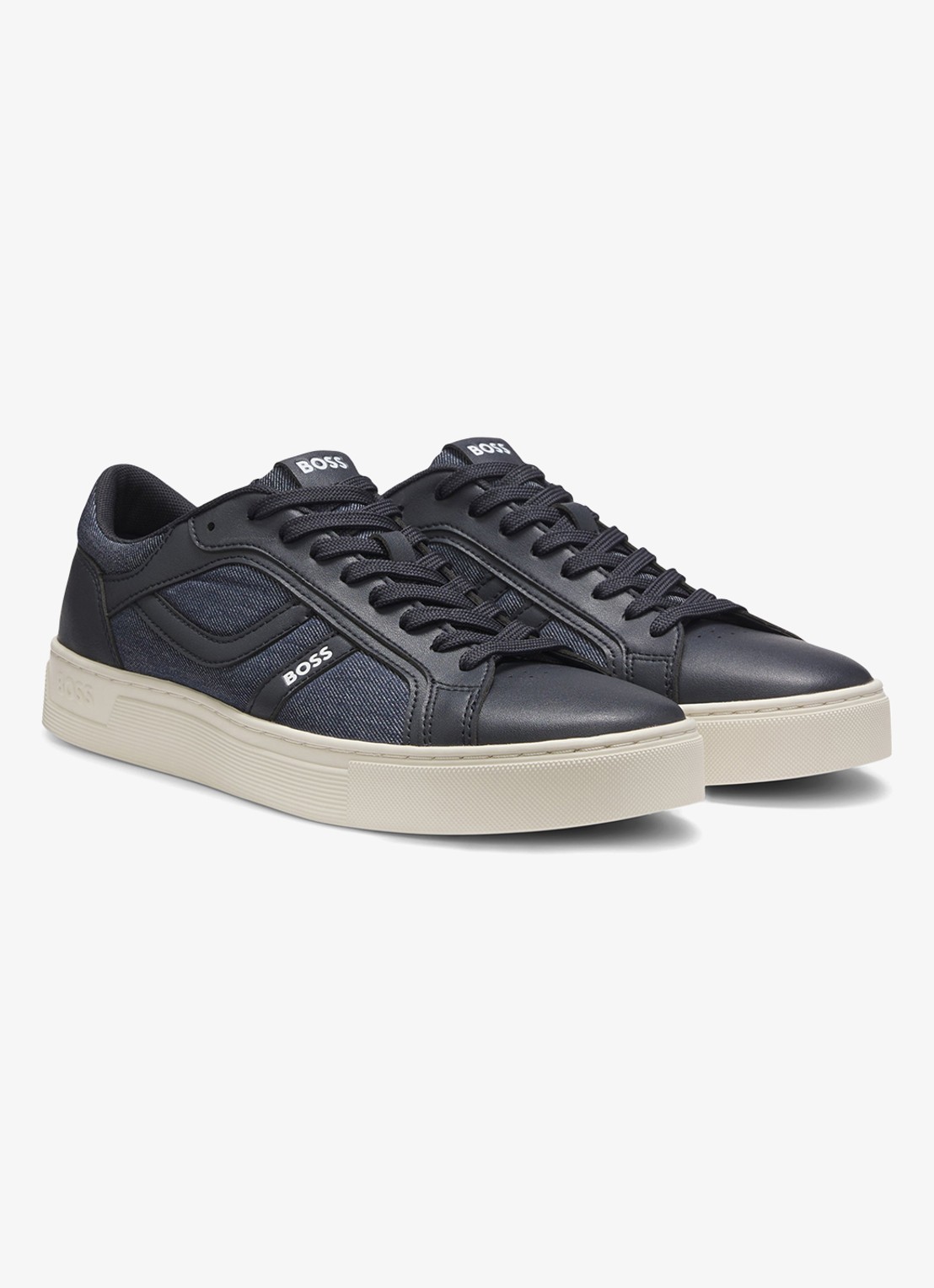BOSS Sneaker met logo - voorkant 2 donkerblauw