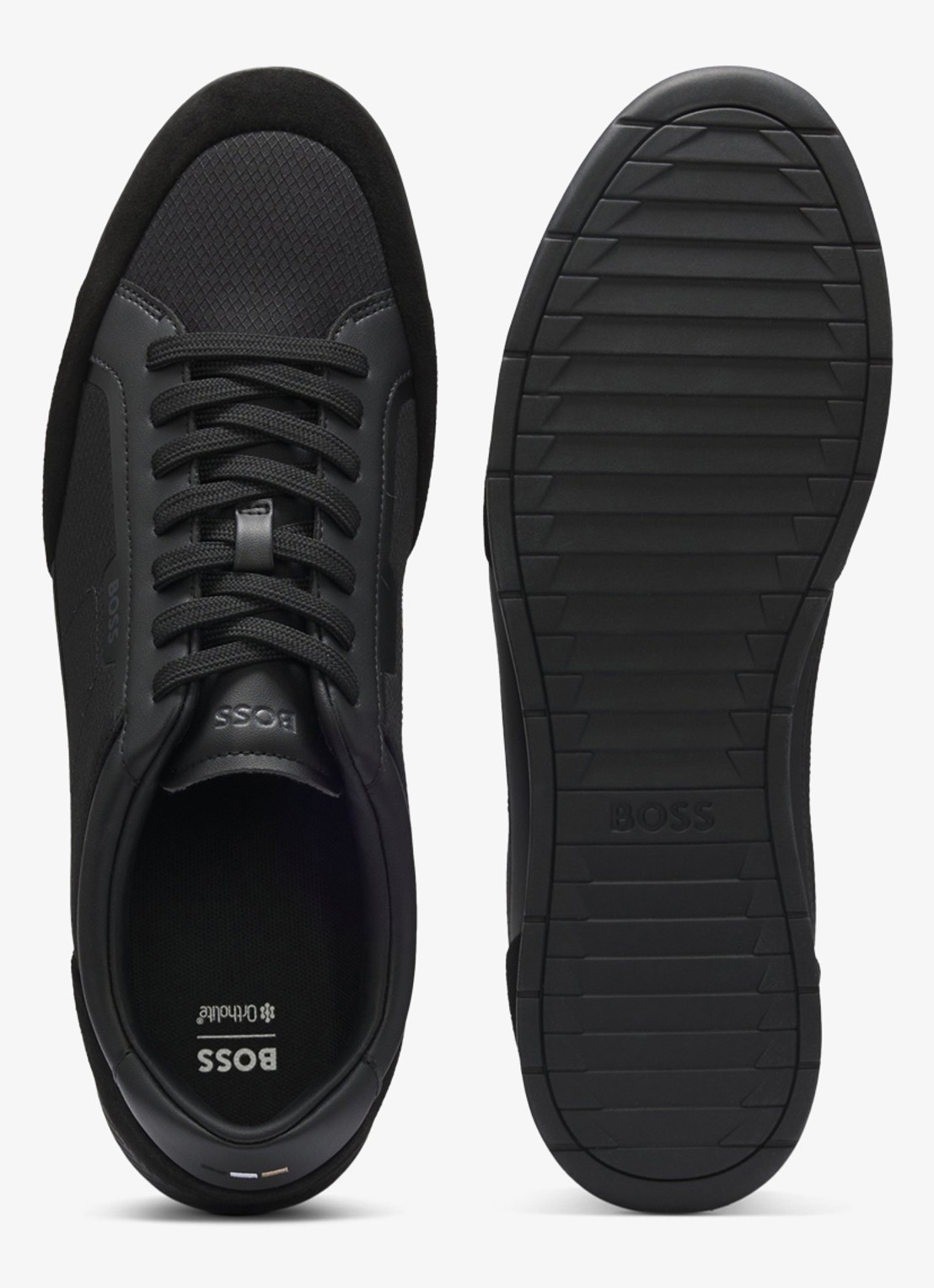 BOSS Sneaker met suède details - detail 2 black-005 / zwart