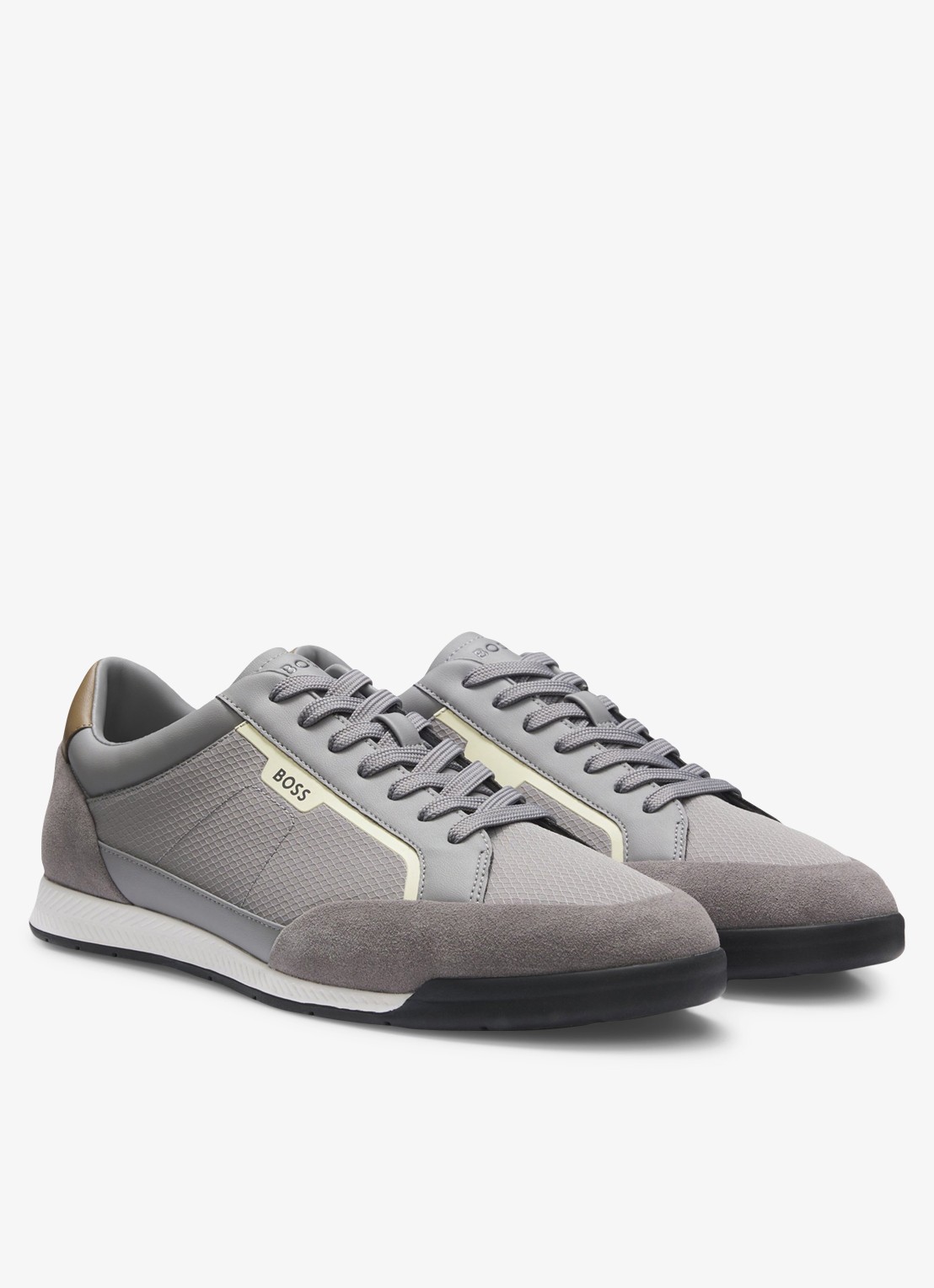 BOSS Sneaker met suède details - detail 3 open grey-063 / grijs