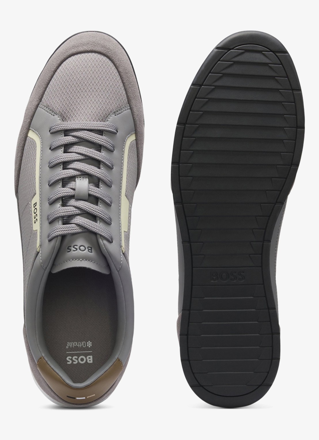 BOSS Sneaker met suède details - detail 4 open grey-063 / grijs