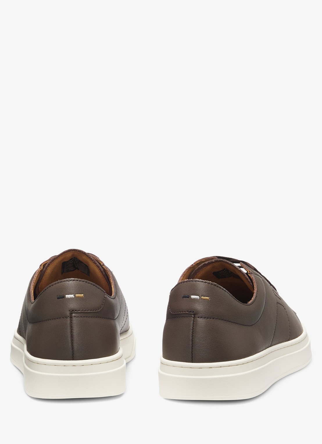 BOSS Sneaker van leer met logo  - achterkant donkerbruin
