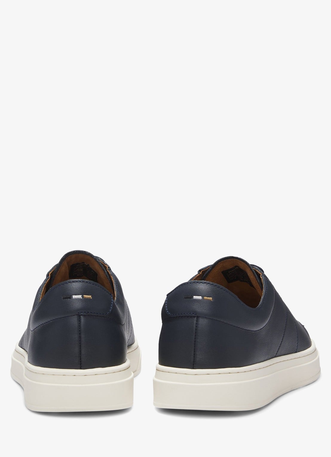 BOSS Sneaker van leer met logo  - detail 3 donkerblauw