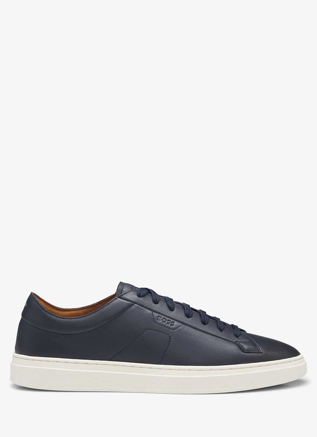 BOSS Sneaker van leer met logo  - voorkant donkerblauw