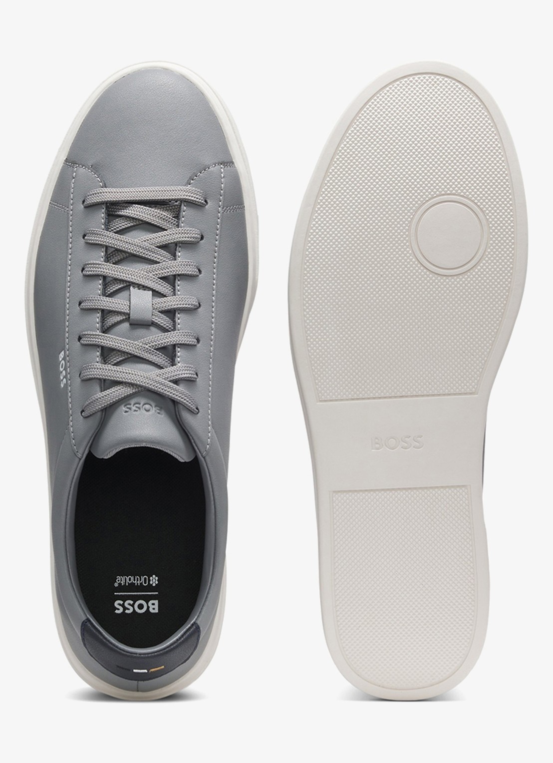 BOSS Sneaker van leer - achterkant 4 lichtgrijs