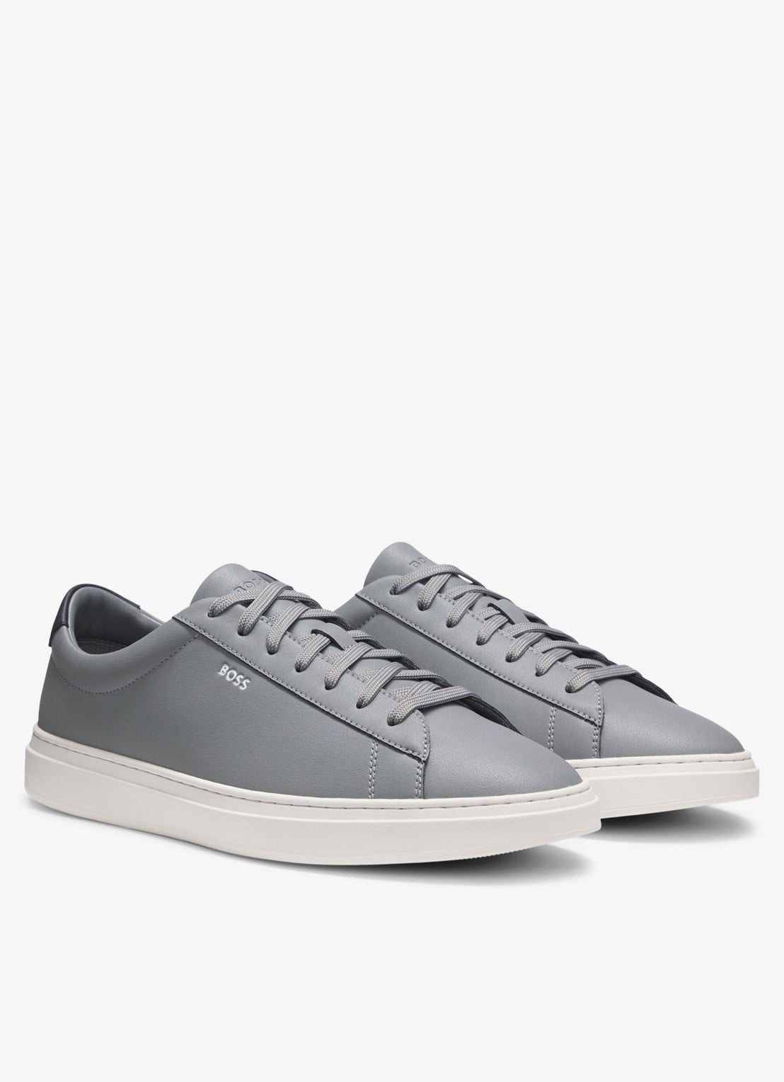 BOSS Sneaker van leer - detail 3 lichtgrijs