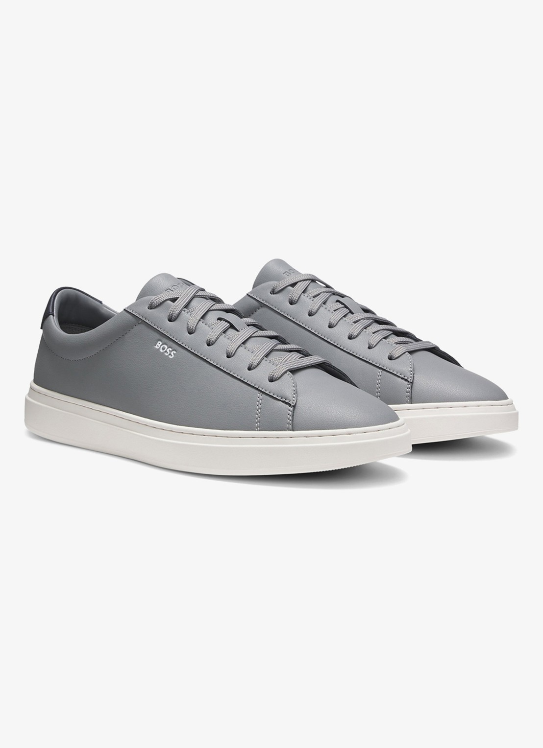 BOSS Sneaker van leer - voorkant 2 lichtgrijs