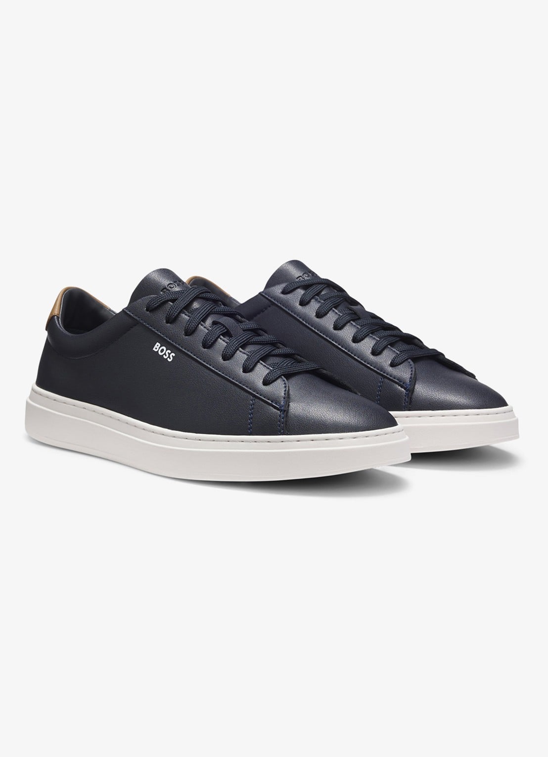 BOSS Sneaker van leer - detail donkerblauw