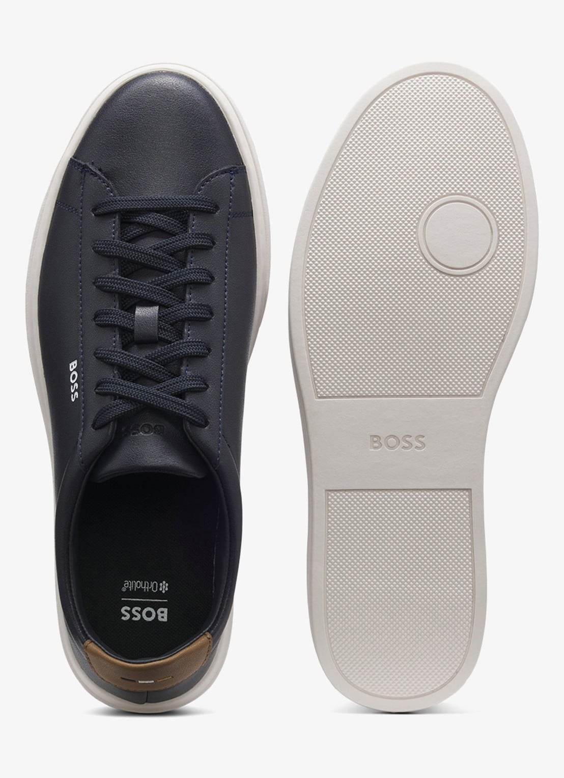 BOSS Sneaker van leer - detail 2 donkerblauw